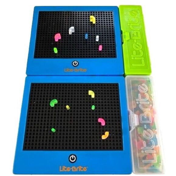 Set of 2 Lite-Brite Tablet Toy Hasbro w/ Assorted Pegs Sun Dog Bird Fish VIDEO - Picture 1 of 16